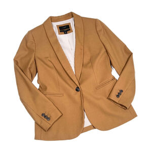 J.CREW Womans Parke Blaze Tan Brown Blazer 2P with White Striped Lining